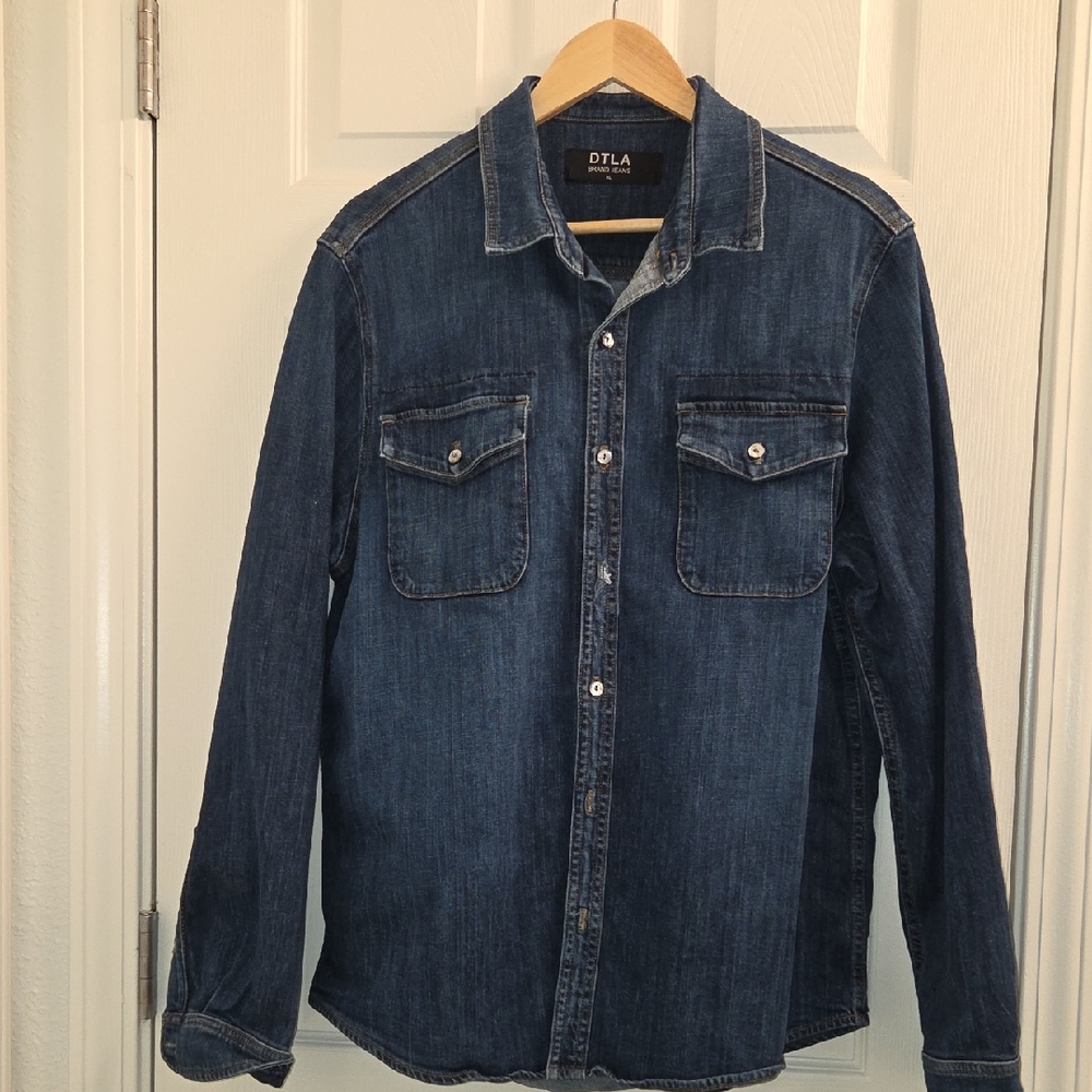 DTLA  Mens Blue Denim Shirt Jacket Size XL